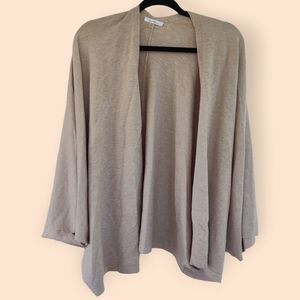 VILA MILANO Women's Open Front Long L Cardigan Sweater Oatmeal Beige Soft Boho